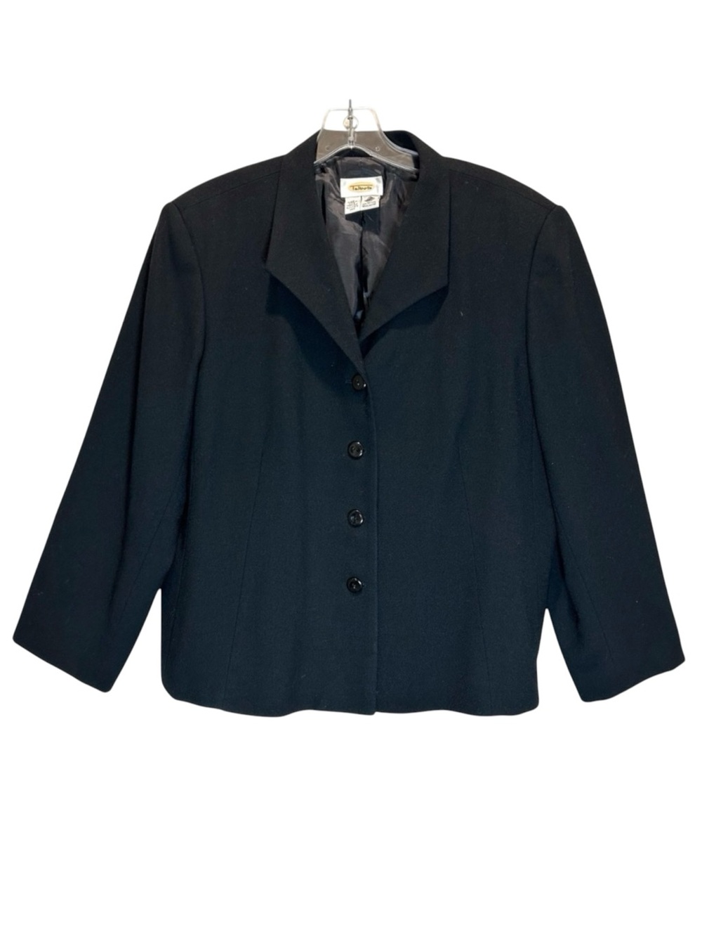 Talbots Women’s Black Wool Gaberdine Button-Up Fully Lined Jacket - Size 18